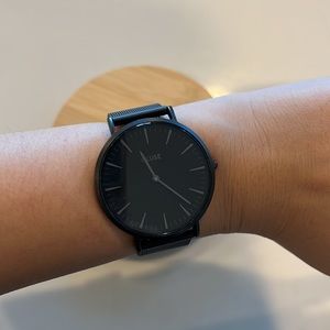 Cluse Sleek Minimal Black Metal Watch